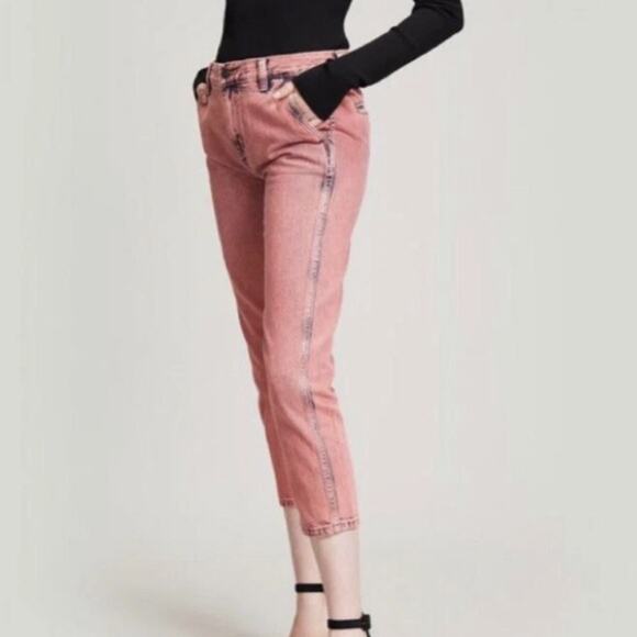 Current/Elliot The Confidant Straight Leg Cropped Jeans in Pink Size 25 - Picture 2 of 6